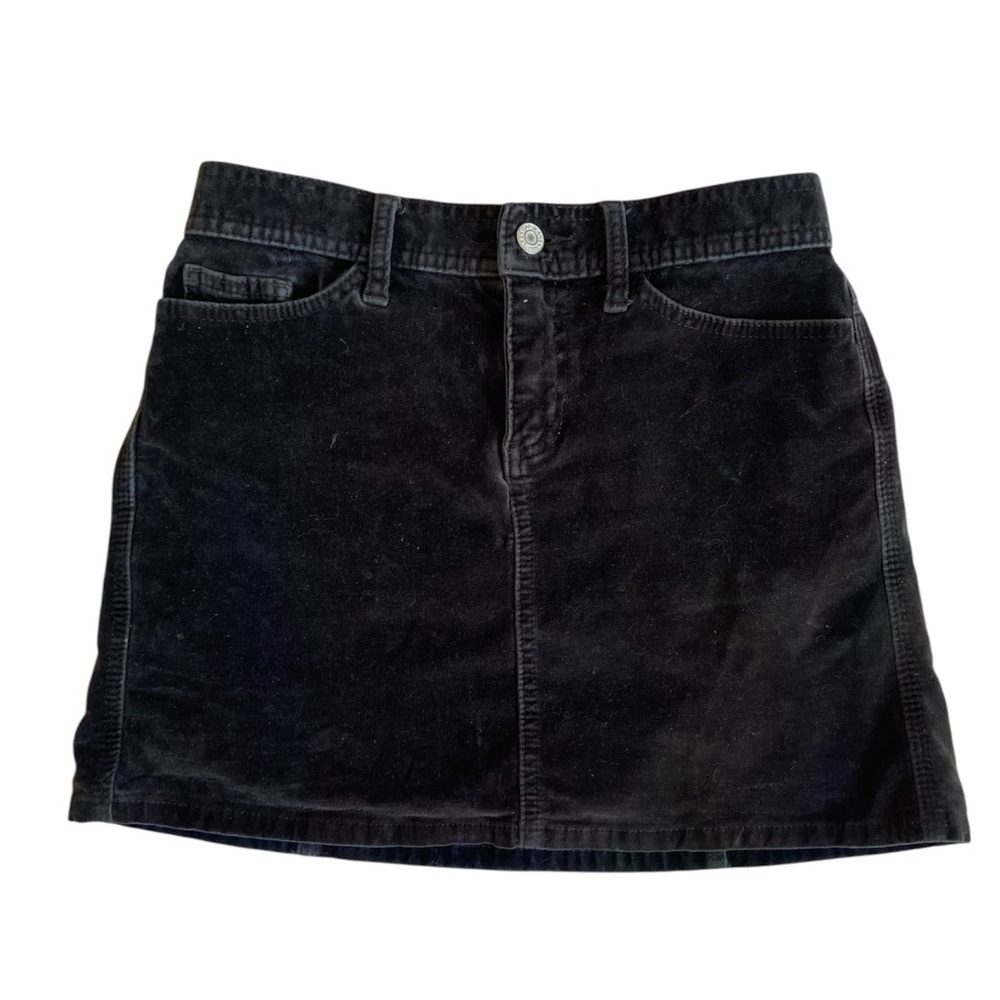 GAP Black Velvet Denim Mini Skirt